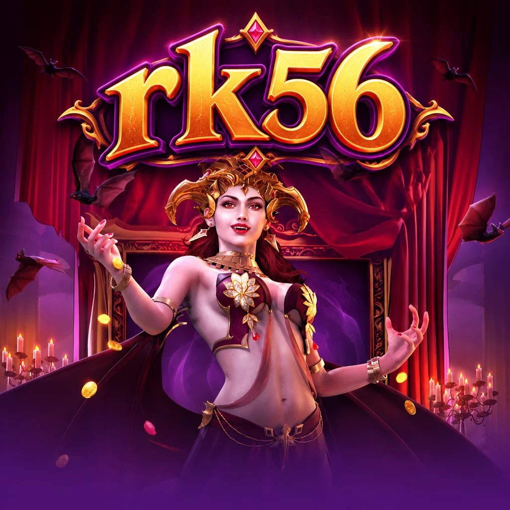 Logo rk56 dengan karakter vampir wanita bernuansa misterius bertema Vampires Charm